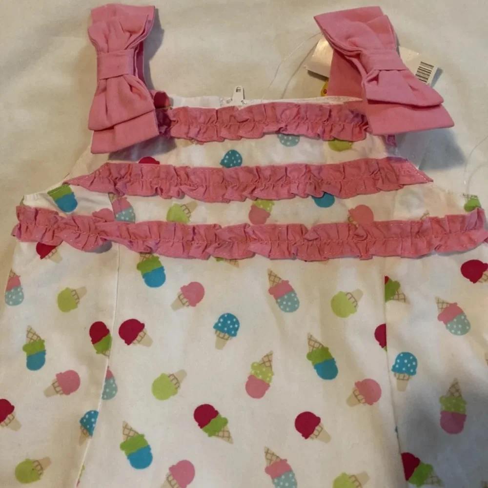 7-4 Gymboree Ice Cream Party Dress 2012 6-12m White NWT
